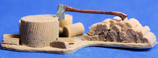 (image for) Wood pile and axe - 1/2 scale