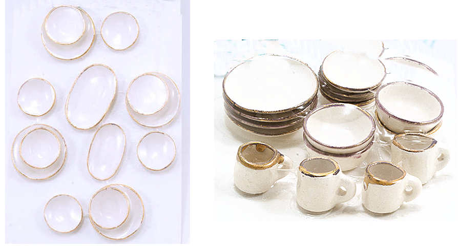 (image for) Dinnerware for 4 - white with gold rim