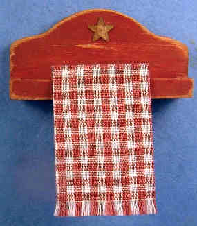 Kitchen towel holder -red with barn-star