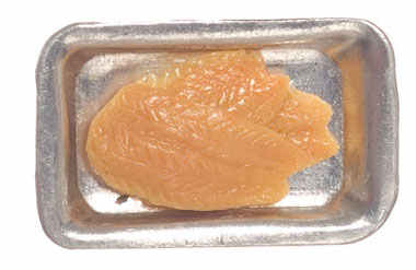 Salmon fillets uncooked in metal tray (image for) Salmon fillets uncooked in metal tray