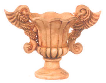 (image for) Urn planter with angel wings - aged tan