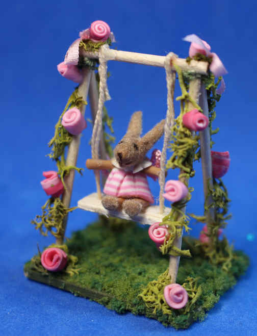 (image for) Rabbit on a swing - brown rabbit - child's toy