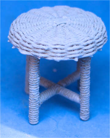 (image for) Stool - blue wicker