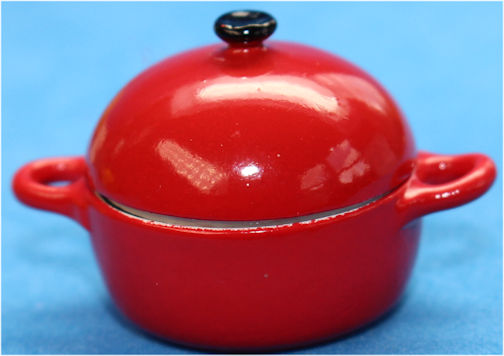 Cooking pot - round - smooth lid - red