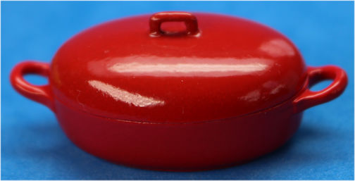 Oval casserole - smooth lid- red - Click Image to Close