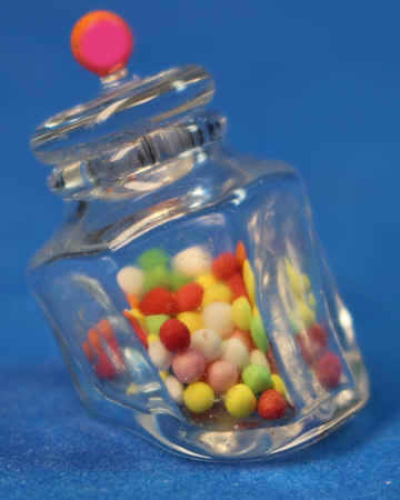 Jar of candy - tilted jar (image for) Jar of candy - tilted jar
