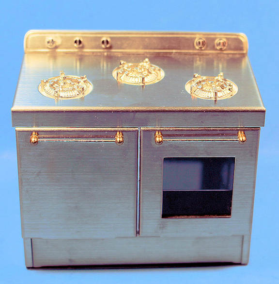 Kitchen stove with hood - stainless steel - Click Image to Close