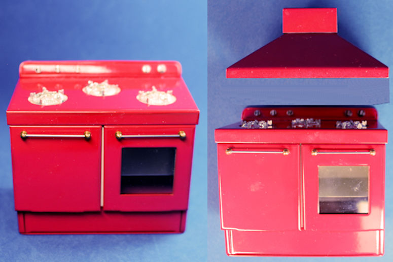 (image for) Kitchen stove with hood - red