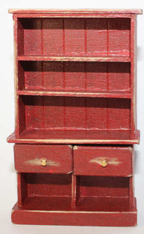 (image for) Hanging shelf with drawers - distressed barn red