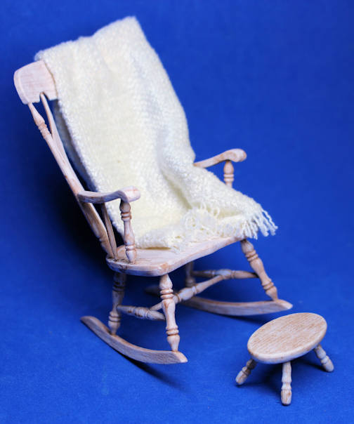 (image for) Rocking chair - distressed with throw and footstool
