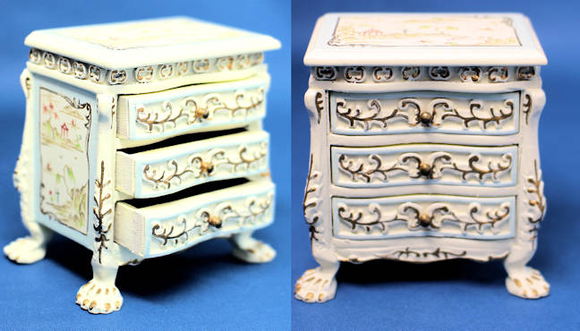 (image for) Side table/night stand - Chinoiserie design - cream background